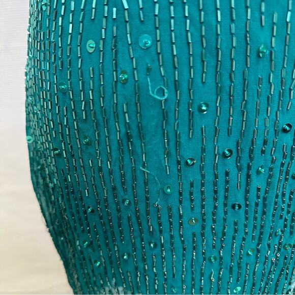 Vintage 1993 Sleeveless Green Embellished Dress | Niteline by Della Roufogali - Picture 7 of 12